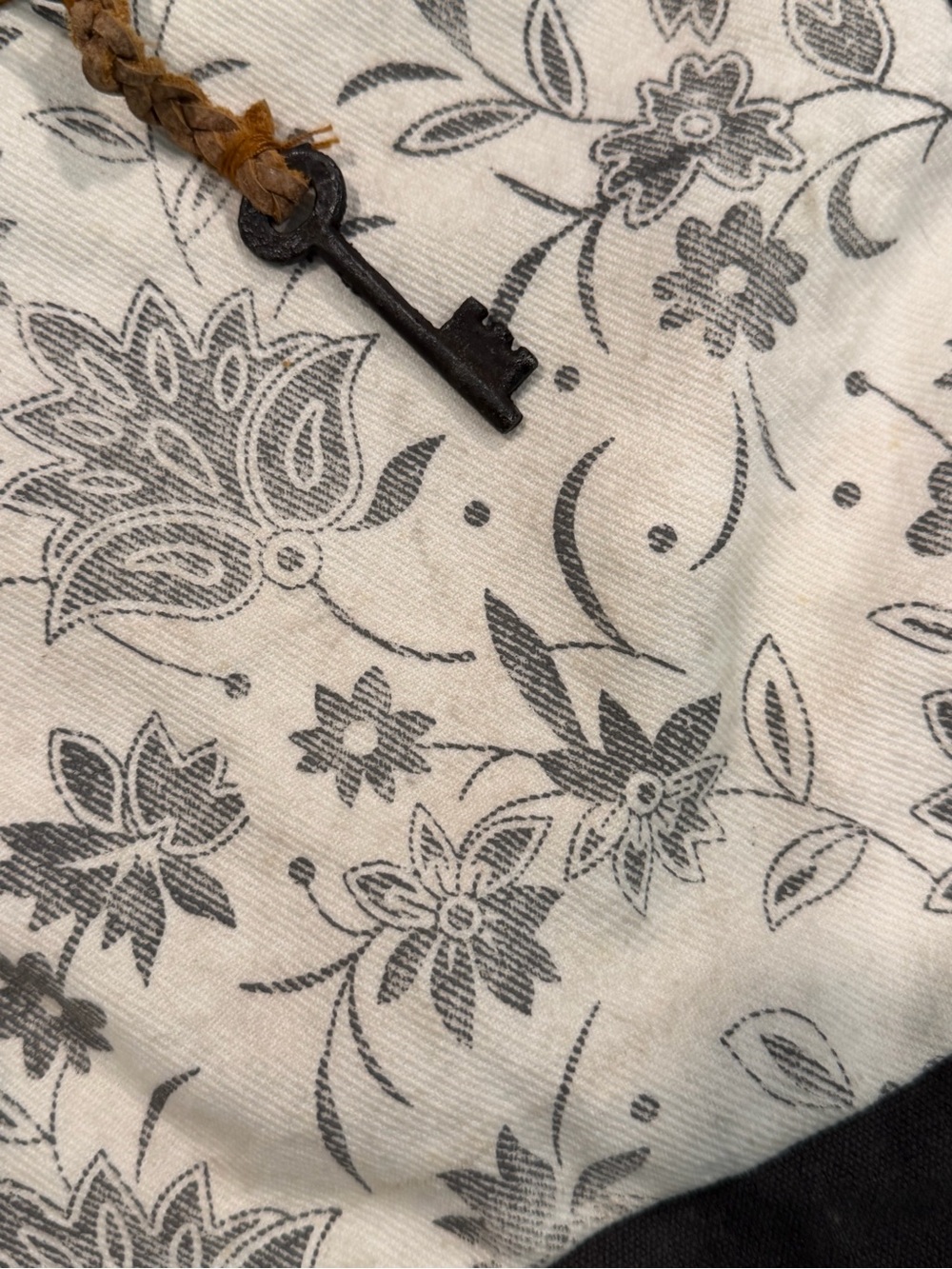 Myra Bag Black and White Floral Canvas Tote with Brown Accents - Picture 13 of 13